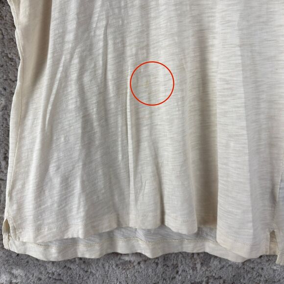 Ralph Lauren Jeans Co Size M Keyhole Tie Casual Top Ivory Short Sleeve Shirt - Picture 3 of 8